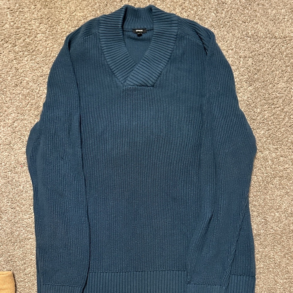 Men's Express Blue Shawl V-Neck Sweater
